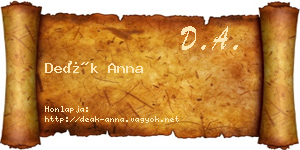 Deák Anna névjegykártya